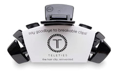 Teleties Large Hair Clip in jet black, closed grip for everyday secure styling.