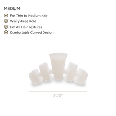 Teleties medium hair clip open teeth highlights bendable teeth for durable, shape-retaining performance.