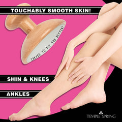 Temple Spring Crystal Hair Remover on legs for smooth skin and easy upkeep.