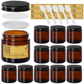 TENLIG amber glass jar 4oz with lid, ideal for travel-friendly lotion and cream storage.