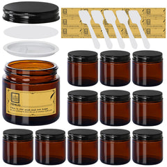 TENLIG amber glass jar 4oz with lid, ideal for travel-friendly lotion and cream storage.