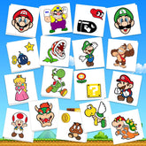 TEOY Mario temporary tattoos collection with 17 designs for party favors and glow-in-the-dark fun.