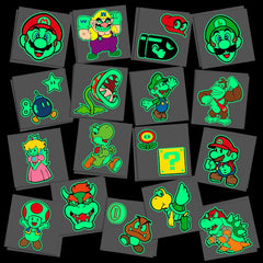 TEOY Mario themed tattoo designs showcase vibrant colors for video game celebrations.