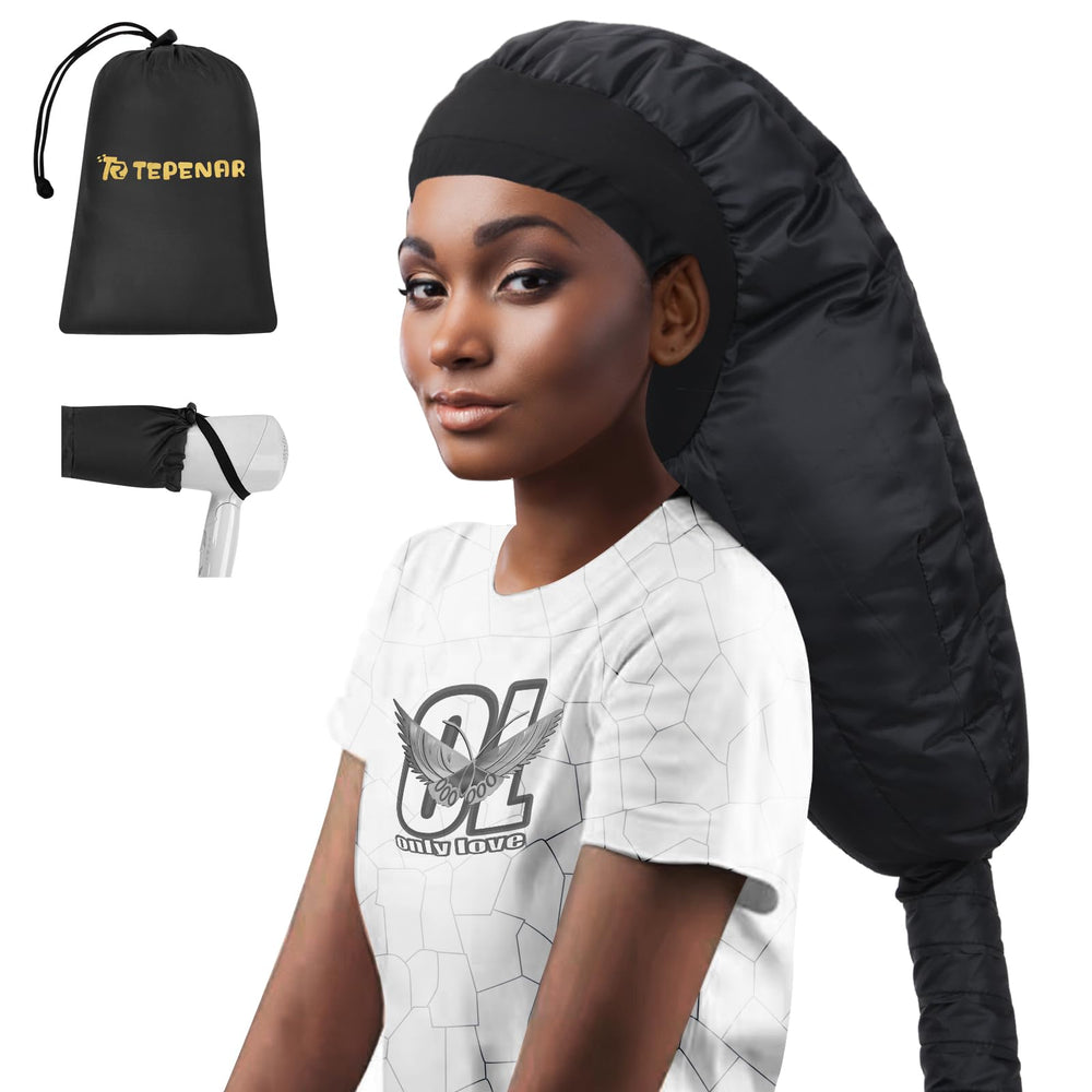 TEPENAR hair dryer bonnet with extra-large hood for large curls and even drying.