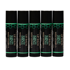 Terra Lotus lip balm tube mint shows mint scented hydration for soft lips on the go
