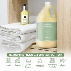 Terra Pure wall dispenser-ready setup in a guest room for easy replenishment.