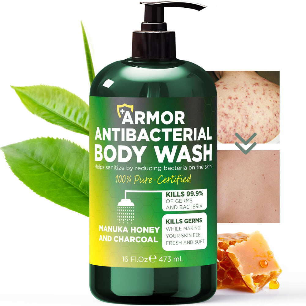 Terramed Just Think Comfort antibacterial body wash bottle front for daily freshness and germ protection.