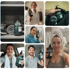 Terramed Just Think Comfort foam lather during shower for long-lasting freshness.