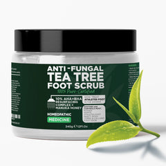 Terramed Just Think Comfort foot scrub bottle with tea tree oil for refreshing cleanse.