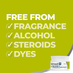 Terrasil allantoin soothing care panel indicating gentle healing support