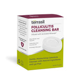 Terrasil Folliculitis Soap bar closeup shows soothing lather for irritated skin
