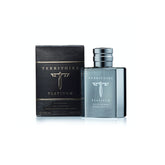 Territoire Platinum bottle closeup highlighting citrus and sea notes for energized daily wear.