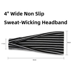TERSE headbands non-slip 4in wide wearing look shows secure hair during workouts.