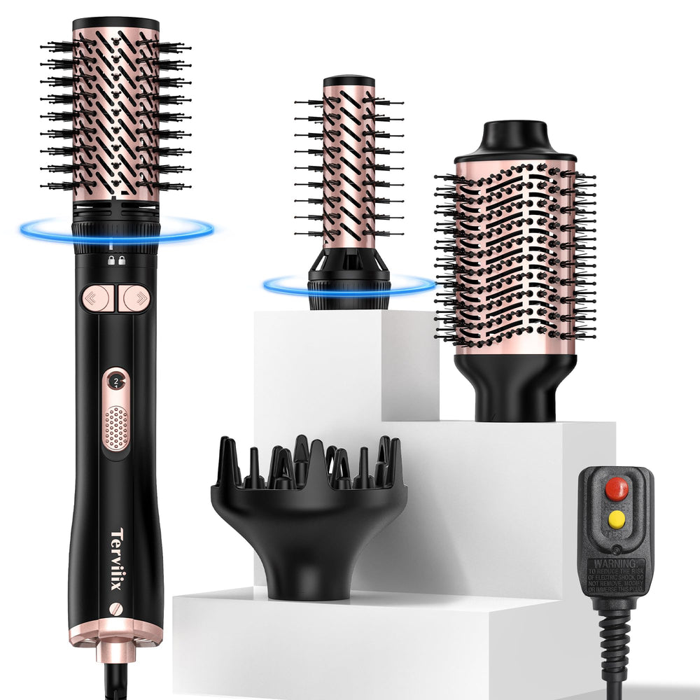 Terviiix 4-in-1 rotating dryer brush 2-inch brush in action for added lift.