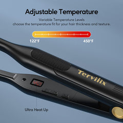 Terviiix Mini Flat Iron with adjustable temperature ideal for pixie cuts and beards.