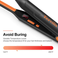 Terviiix mini flat iron demonstrating temperature control for tailored styling