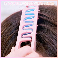 Texture comb wide-tooth detangling glide across hair for gentle brushing