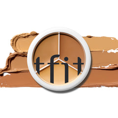 TFIT multi-use concealer triple palette closeup with rich pigmentation for flawless coverage