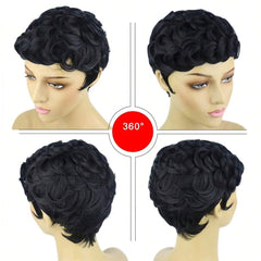 Tgezer Short Pixie Wig fiber texture close-up highlights soft, human-like feel