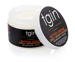 tgin Butter Cream Daily Moisturizer on curls adds shine and softness