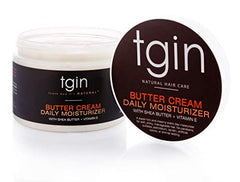 tgin Butter Cream Daily Moisturizer being applied to curls for hydration and shine
