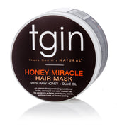 tgin Honey Miracle Hair Mask jar close-up showing rich moisture for dry hair