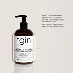 tgin Miracle RepaiRx biotin-infused hair scene suggesting length retention and strength
