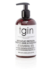 tgin Miracle RepaiRx bottle closeup showing lightweight leave-in conditioning for curls