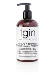 tgin Miracle RepaiRx bottle closeup showing lightweight leave-in conditioning for curls