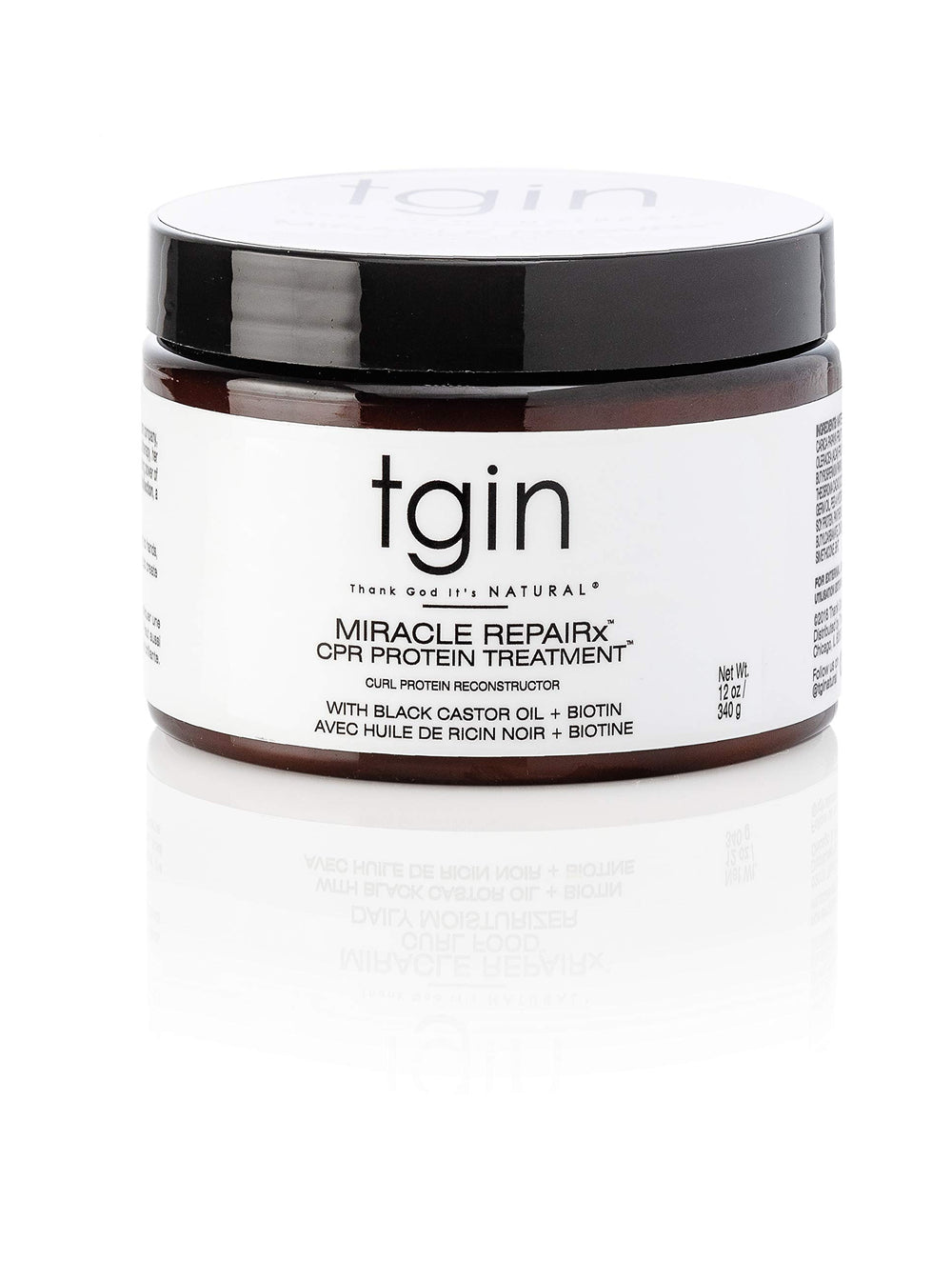 tgin Miracle RepaiRx bottle demonstrates protein repair for damaged hair.