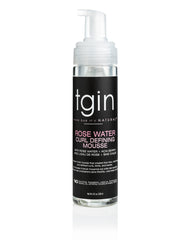 tgin rose water defining mousse bottle delivers lightweight curl definition and frizz control.