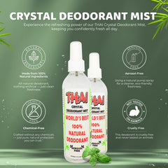 Thai Deodorant Stone Crystal Mist application shot shows easy spray for underarms and other odor-prone areas