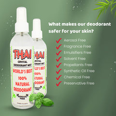 Thai Deodorant Stone Crystal Mist underarm-use scene emphasizes gentle mineral-based deodorant for sensitive skin