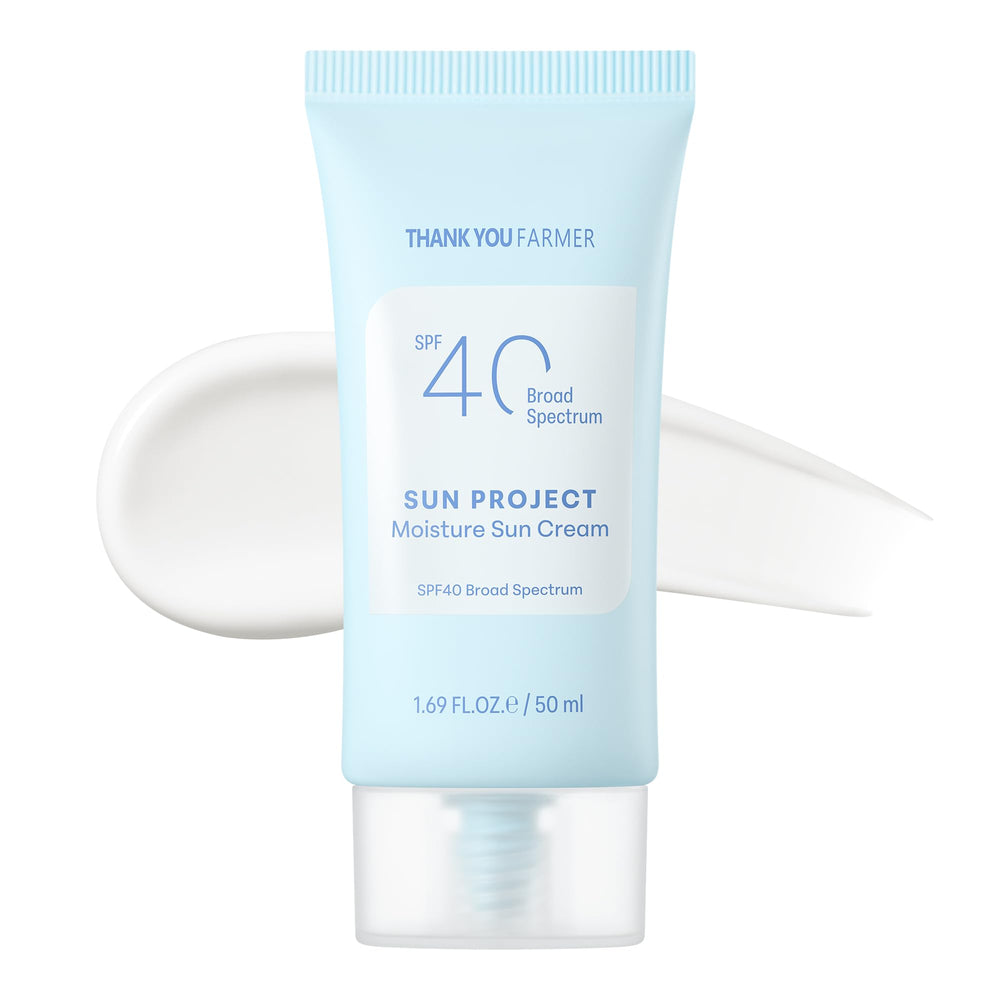 THANKYOU FARMER Sun Project Moisture Sun Cream tube display for daily SPF protection