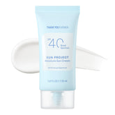 THANKYOU FARMER Sun Project Moisture Sun Cream tube display for daily SPF protection