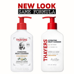Thayers Milky Hydrating Cleanser creamy lather close-up suggests a gentle, non-drying cleanse.