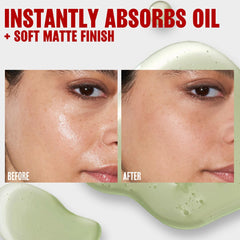 Green kaolin clay image emphasizes pore-purifying ingredient and mattifying effect