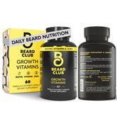 The Beard Club Biotin beard growth vitamins bottle front supports thicker beard health