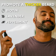 The Beard Club Biotin Vitamin Spray mist dispenser ensures even coverage for targeted areas
