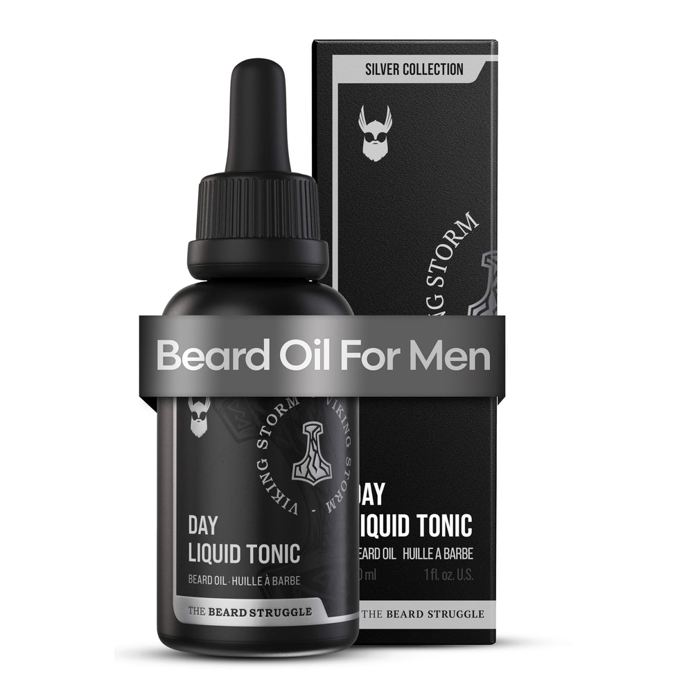 The Beard Struggle Day Liquid Tonic Viking Storm bottle for daily moisturizing.