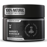 The Beard Struggle Warrior’s Beard Balm Viking Storm jar demonstrates natural conditioning for softer facial hair.