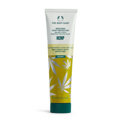 The Body Shop Hemp Foot Protector jar close-up shows rich hydration for ultra-dry feet