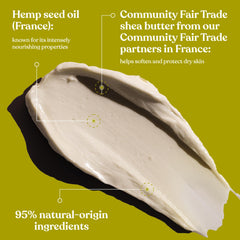 The Body Shop Hemp Foot Protector texture close-up reveals rich, nourishing cream