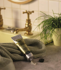 The Body Shop Hemp Hand Protector packaging on display signaling premium care.