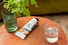The Body Shop Shea Hand Balm packaging label highlights vegan, nourishing formula