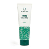 The Body Shop Tea Tree skin-clearing foaming cleanser bottle delivering mattifying cleanse for oily skin.