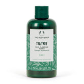 The Body Shop Tea Tree Skin Clearing Mattifying Toner bottle close-up showing oil-control, refreshing cleanse