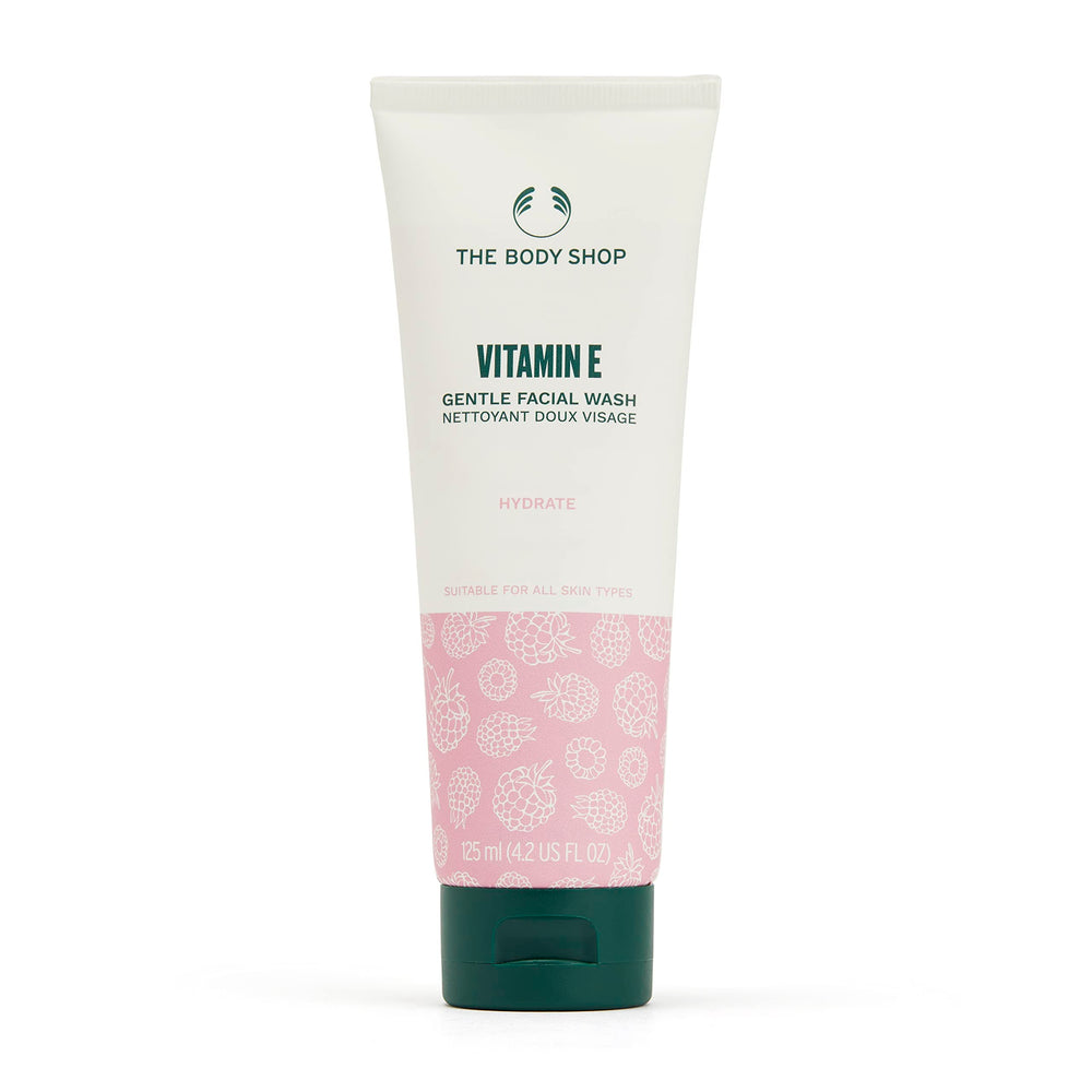 The Body Shop Vitamin E Gentle Facial Wash bottle front for clean skin routine
