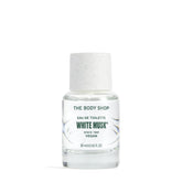 The Body Shop White Musk EDT bottle close-up, hinting at a fresh floral scent.