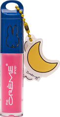 The Crème Shop Miffy lip oil texture-closeup highlights rich shine with lightweight wear.